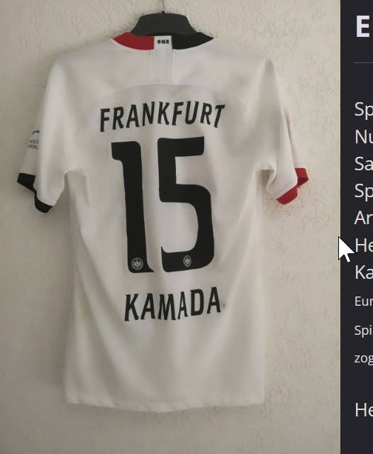 Kamada Daichi Trikot, Rückseite, 2019/20